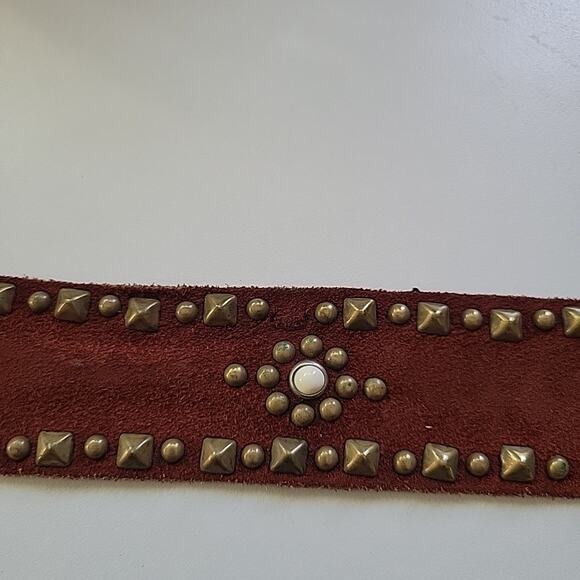 B Low the Belt Studded Rust Suede Hip Belt 34 Adjustable Boho Cowgirl Western - Picture 11 of 16